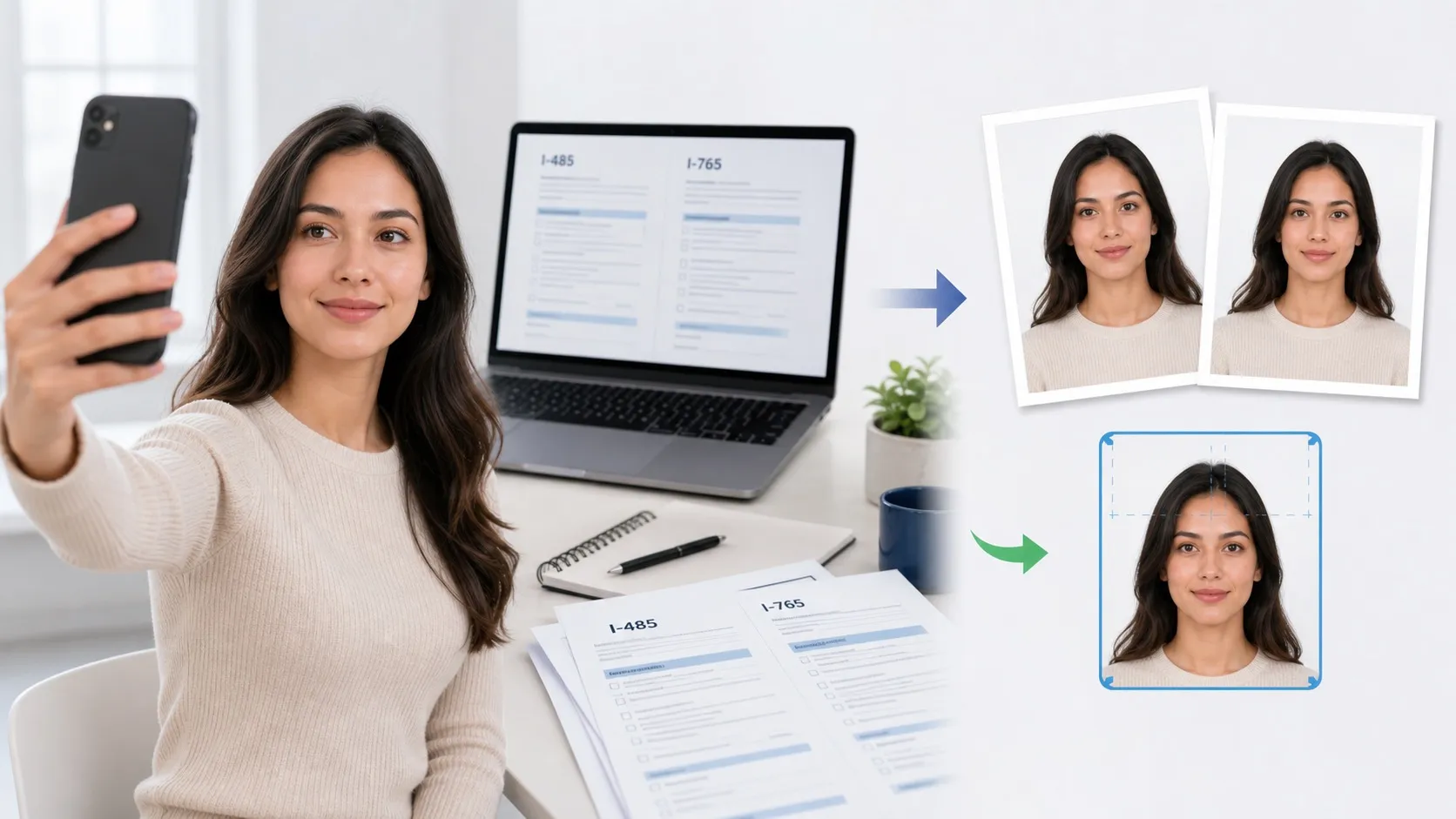 USCIS green card and immigration photo preview